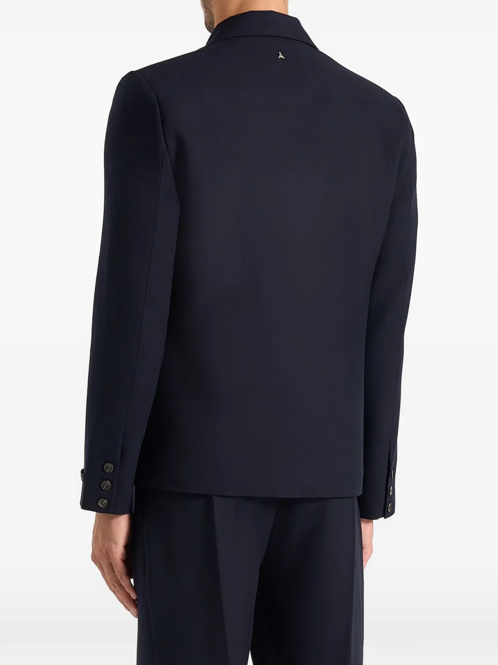 Manière De Voir Didier in black double breasted tailored wool-blend suit blazer Blauw