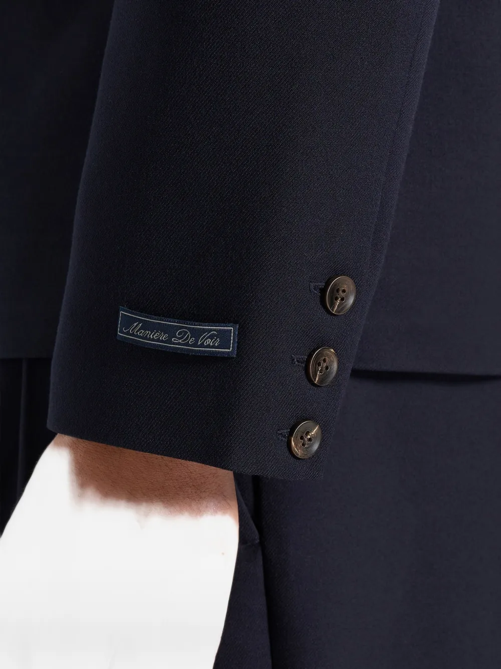 Manière De Voir Didier in black double breasted tailored wool-blend suit blazer Blauw