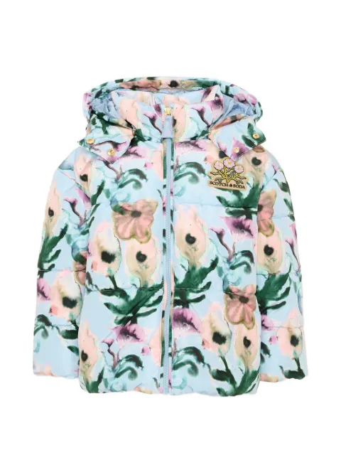 Scotch & Soda Kids floral-print puffer jacket