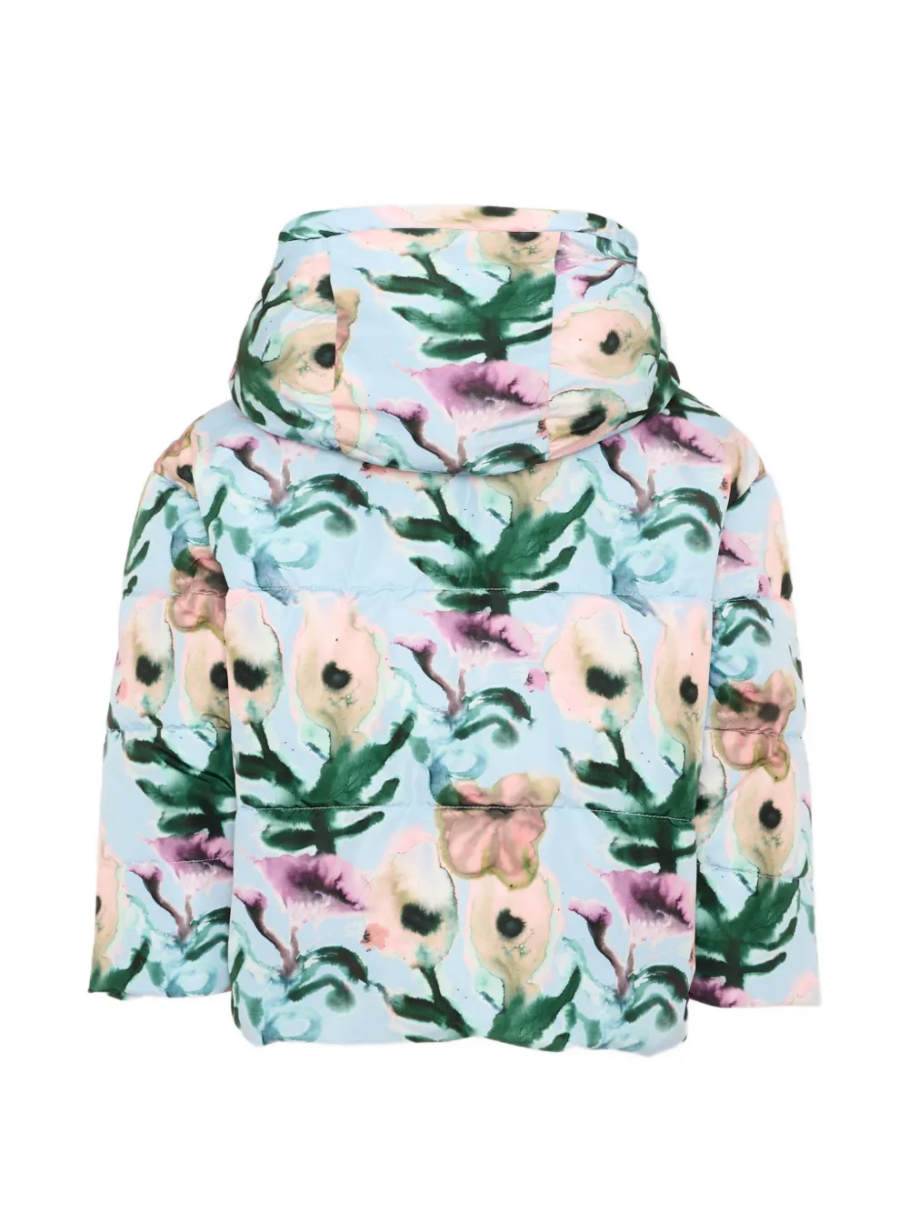 Scotch & Soda Kids floral-print puffer jacket Blauw