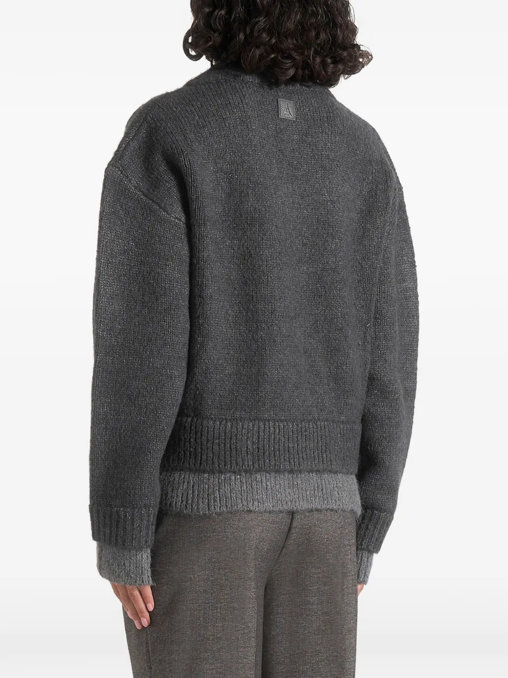 Manière De Voir Jacques in charcoal double-layer wool-blend V-neck knit jumper Grijs