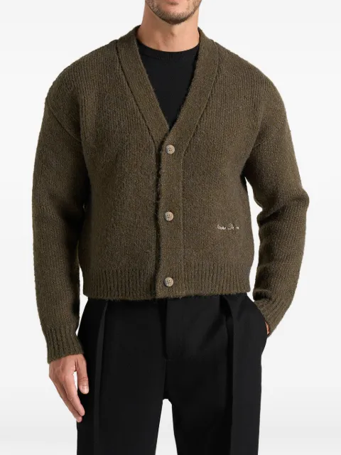 Manière De Voir Charlie - Brushed Wool-Blend Knit Signature Cardigan - Olive