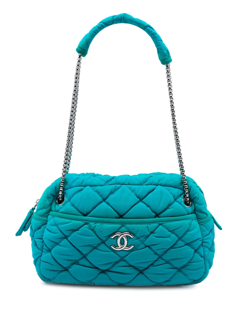 CHANEL Pre-Owned 2008-2009 Quilted Nylon Bubble shoulder bag - Blue