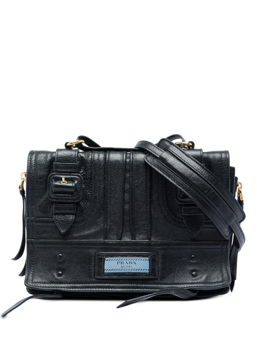 Prada Pre-Owned 2017 Glace Calfskin Etiquette crossbody bag - Nero