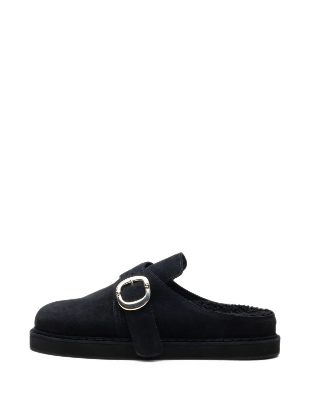 Chrome Hearts buckle-fastening suede clogs - Schwarz