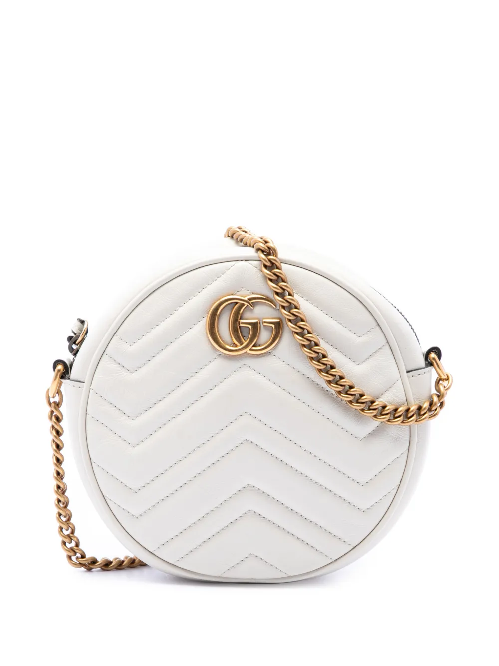 Gucci Pre-Owned 2016-2026 Mini GG Marmont Matelasse Calfskin Round crossbody bag - Weiß