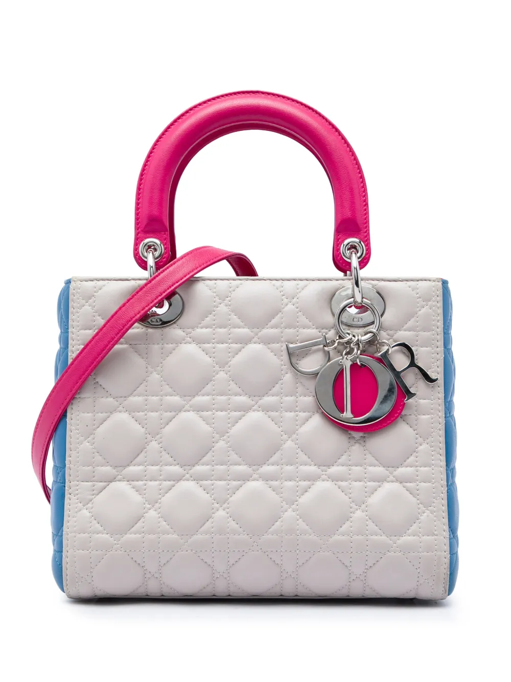 Christian Dior Pre-Owned 2014 Medium Tricolor Lambskin Cannage Lady Dior satchel - Braun