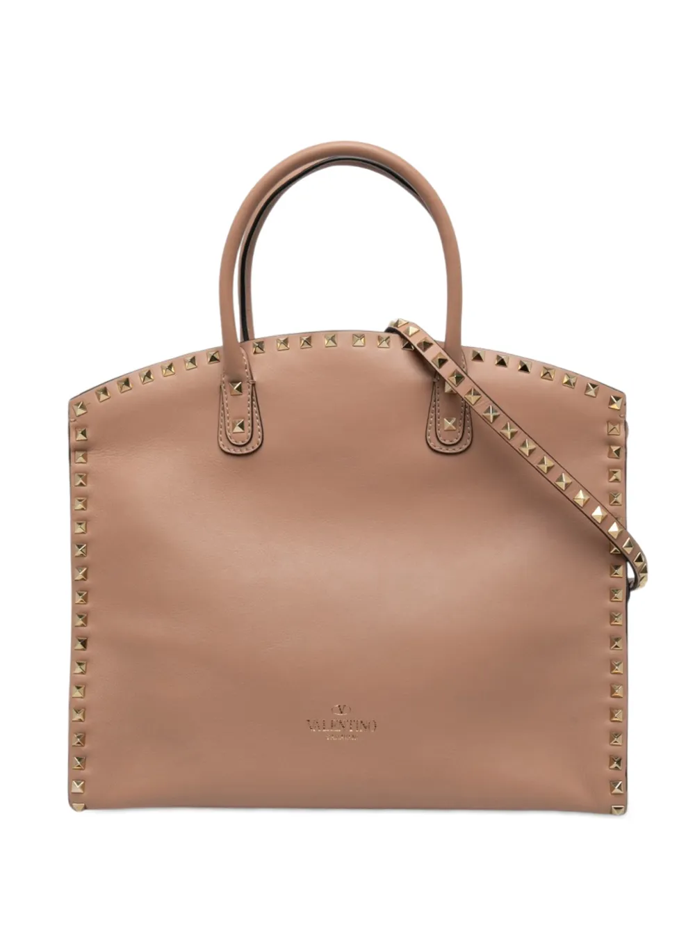 Valentino Garavani Pre-Owned 2000-2017 Leather Rockstud Dome Shopper satchel - Braun