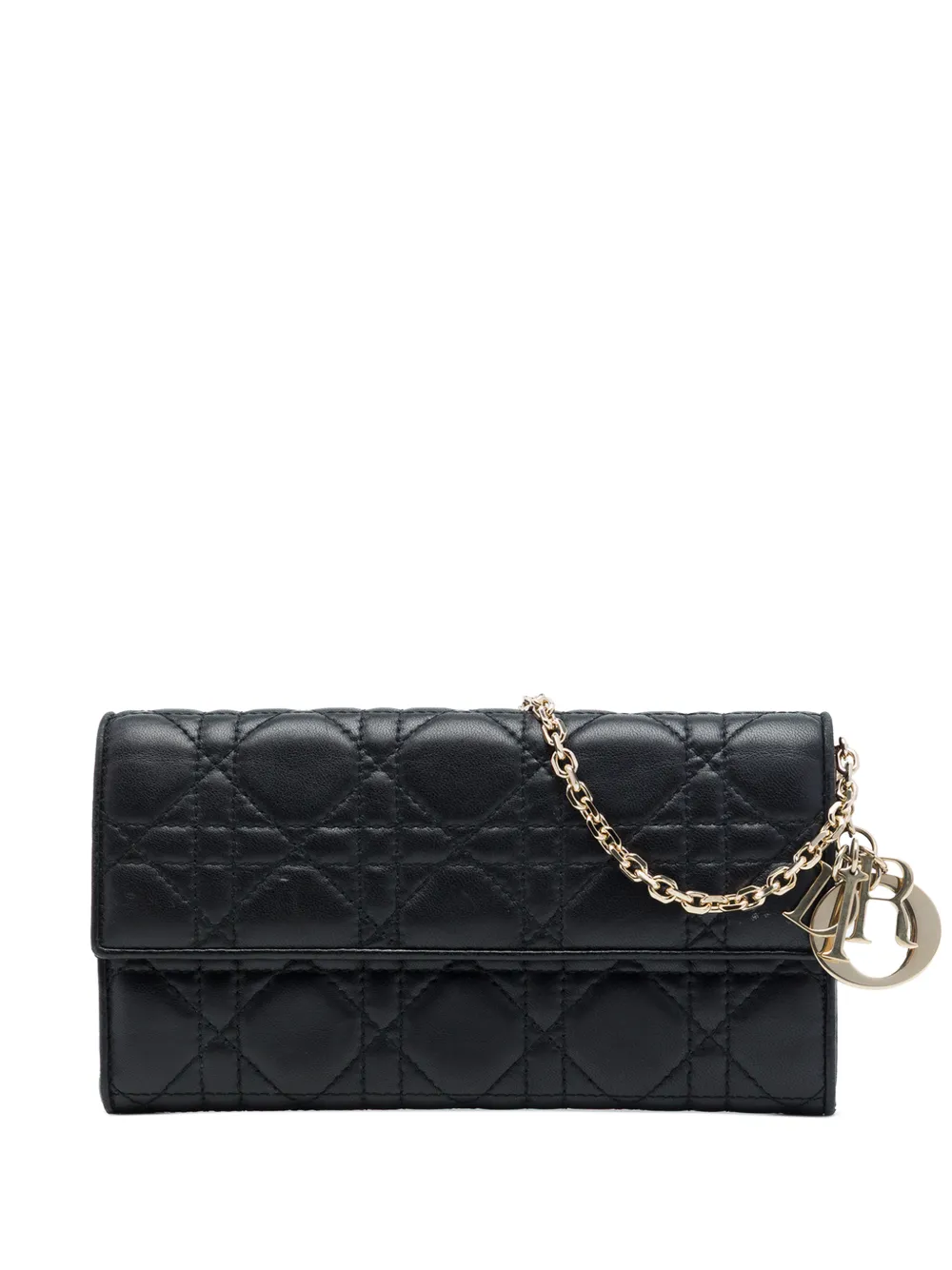 Christian Dior Pre-Owned 2015 Lambskin Cannage Lady Dior Wallet On Chain handbag - Schwarz
