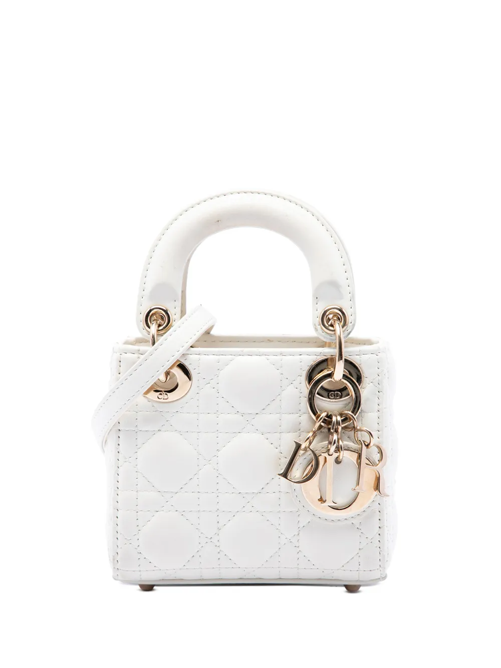 Christian Dior Pre-Owned 2021 Micro Lambskin Cannage Lady Dior satchel - Weiß