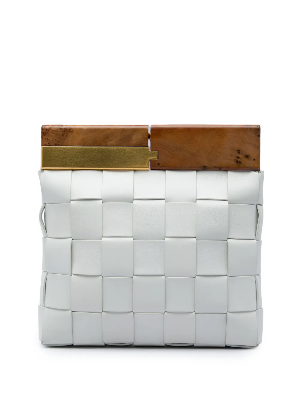 Bottega Veneta Pre-Owned 2012-2026 Lambskin Maxi Intrecciato The Snap clutch bag - White