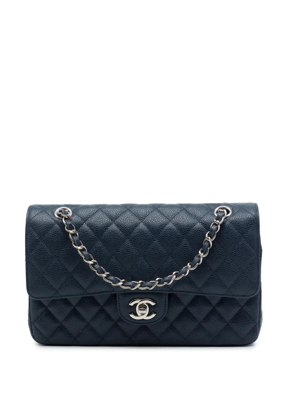 CHANEL Pre-Owned 2013-2014 Medium Classic Caviar Double Flap shoulder bag - Blue