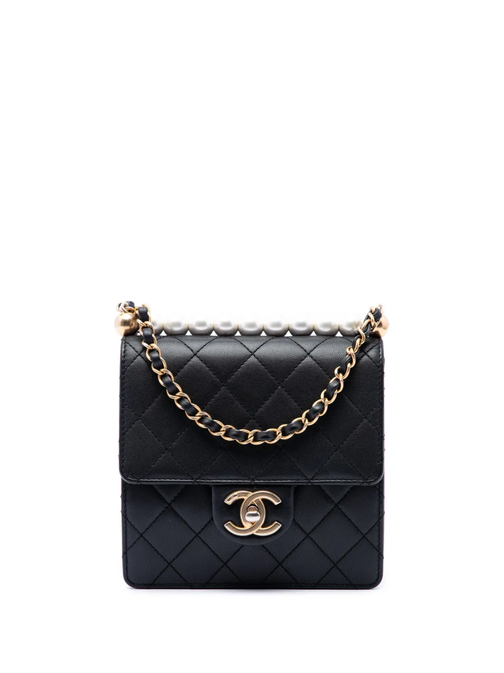 CHANEL Pre-Owned 2019 Small Quilted Lambskin Chic Pearls Flap crossbody bag - Schwarz