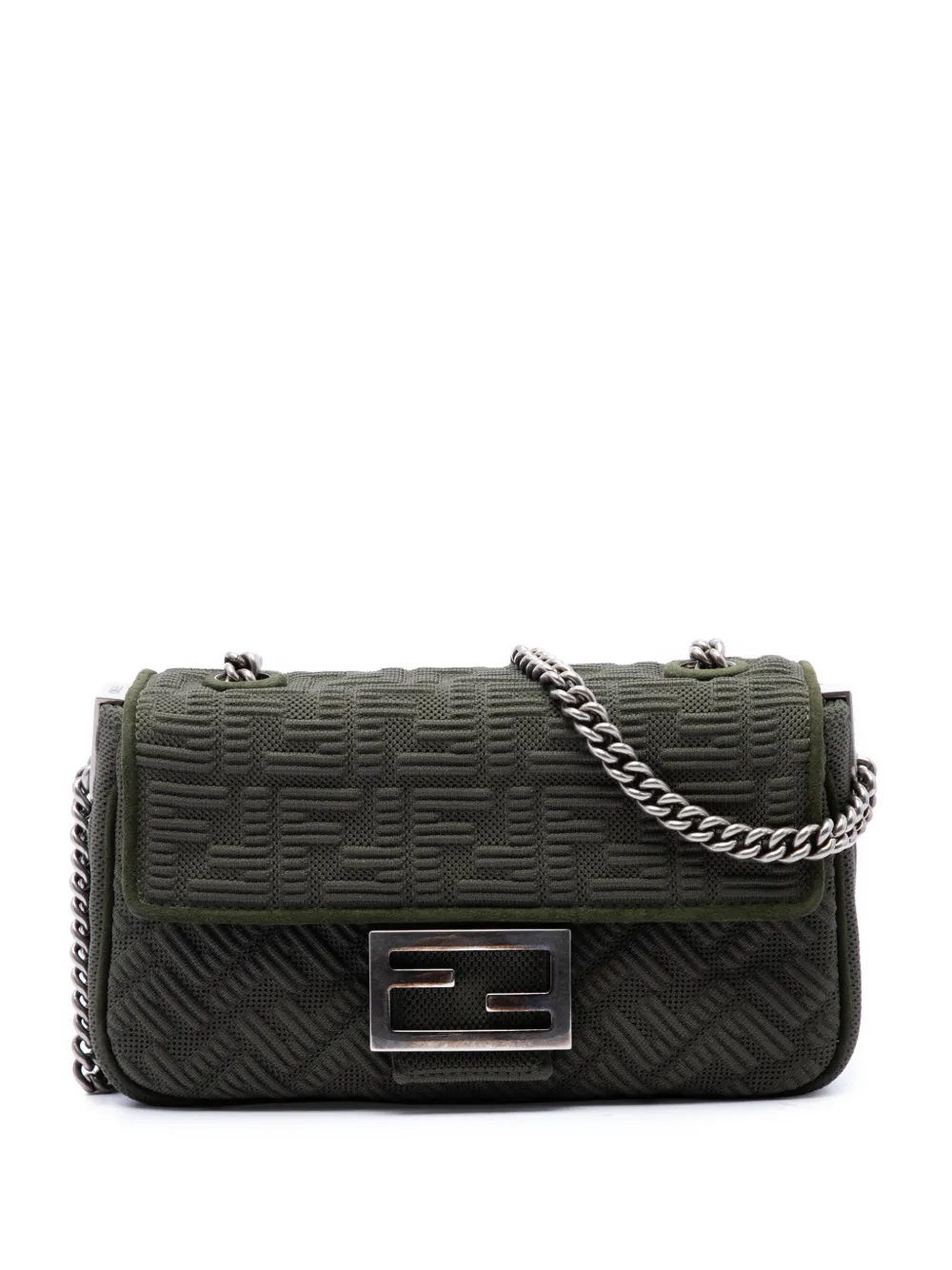 Fendi Pre-Owned 2010-2026 Zucca Embossed Technical Fabric Chain Midi Baguette shoulder bag - Grün