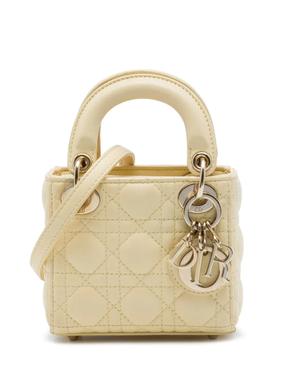 Christian Dior Pre-Owned 2021 Micro Lambskin Cannage Lady Dior satchel - Gelb