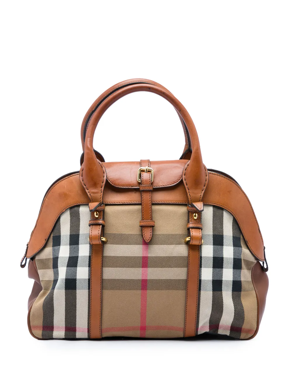 Burberry Pre-Owned 2000-2017 Medium House Check Canvas and Leather Milverton satchel - Brown
