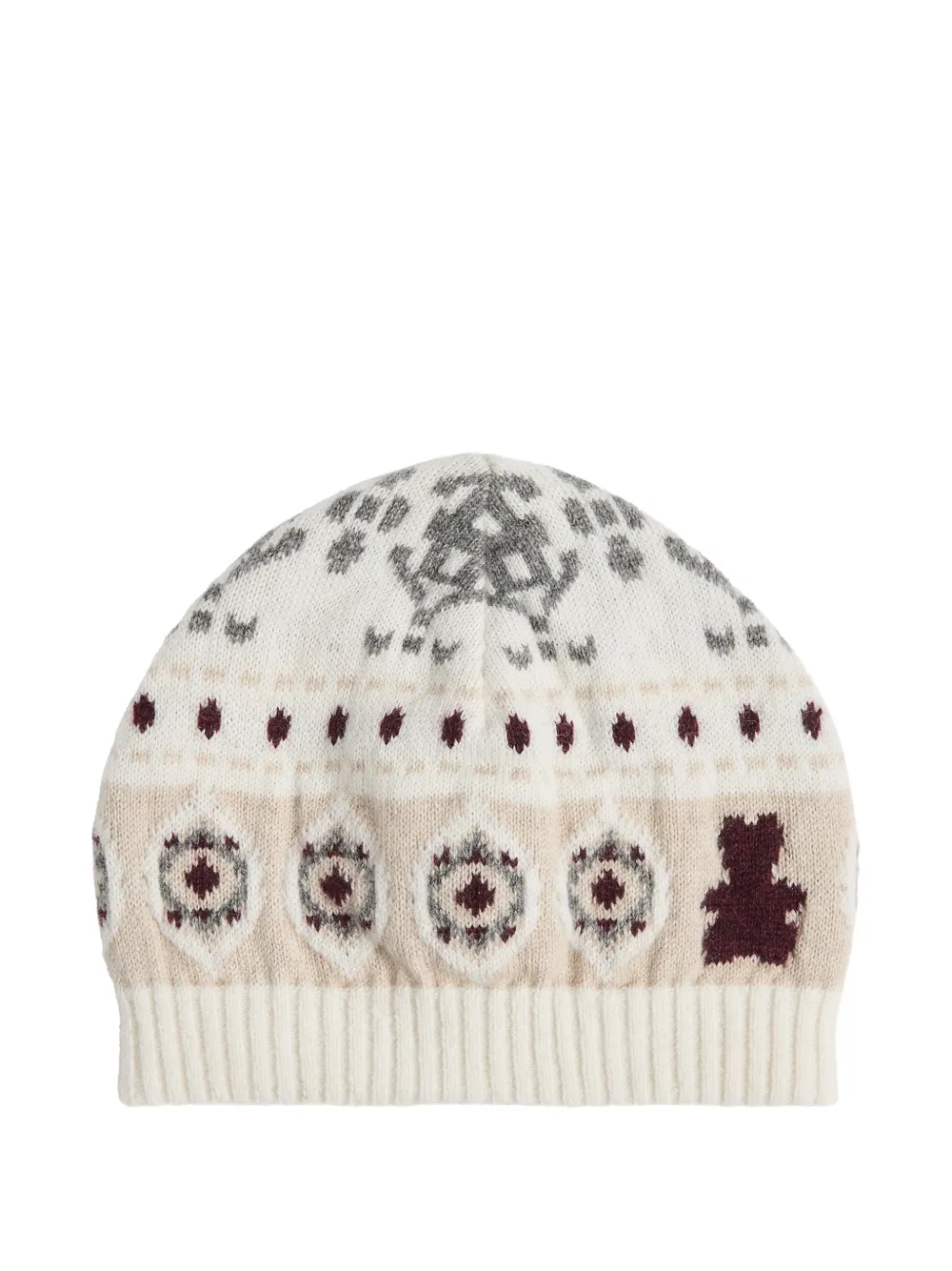Brunello Cucinelli Kids Baby Bernie jacquard-knit beanie hat - Weiß