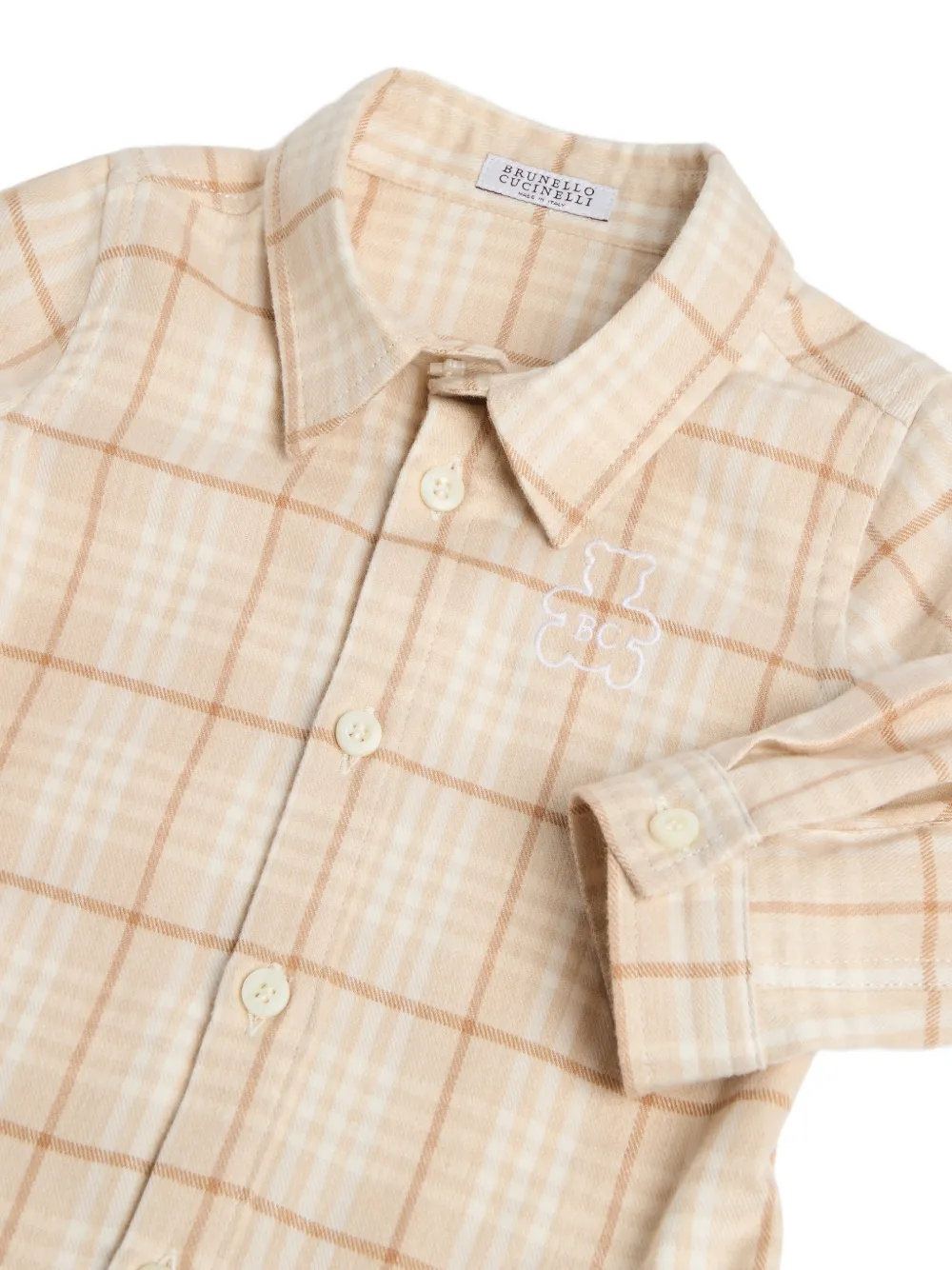 Brunello Cucinelli Kids Bernie tartan-flannel shirt Beige