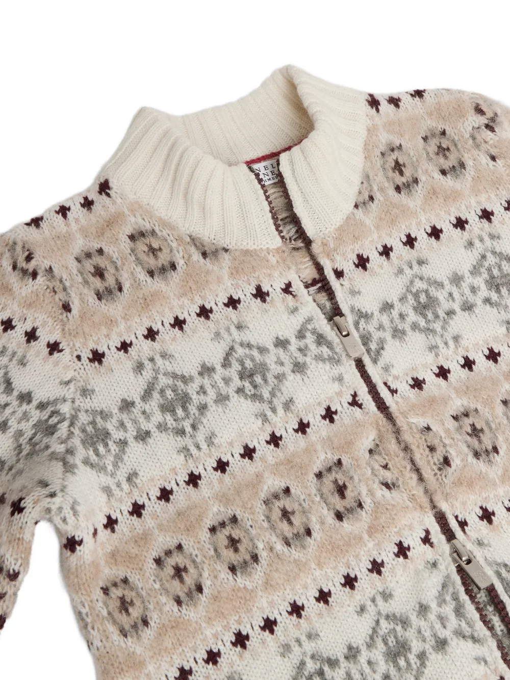 Brunello Cucinelli Kids Kasjmier vest met gebreid jacquard Beige