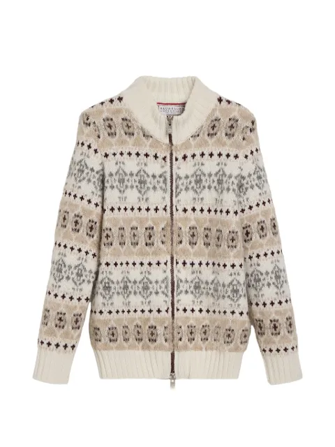 Brunello Cucinelli Kids jacquard-knit cashmere cardigan