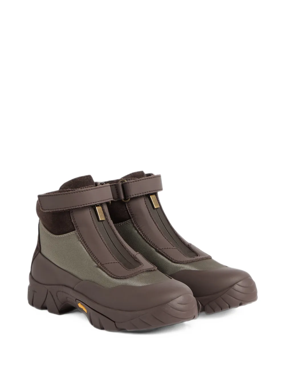 Brunello Cucinelli Kids bottines zippées à attache scratch - Marron Brunello Cucinelli Kids bottines zippées à attache scratch - Marron