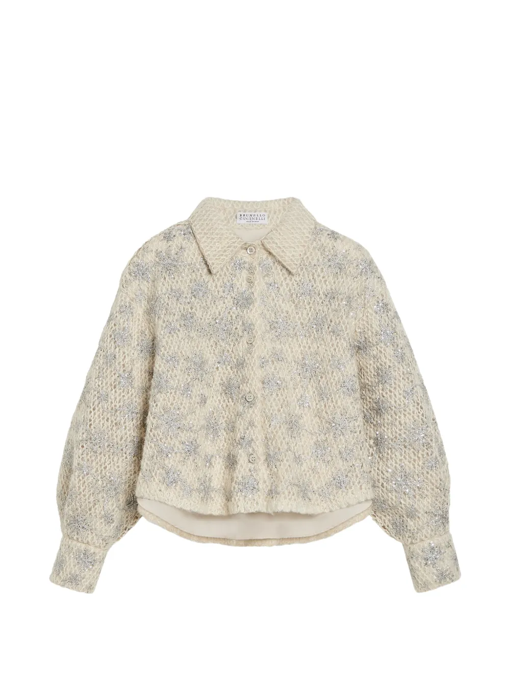 Brunello Cucinelli Kids Vest verfraaid met pailletten en geborduurde sneeuwvlok Beige