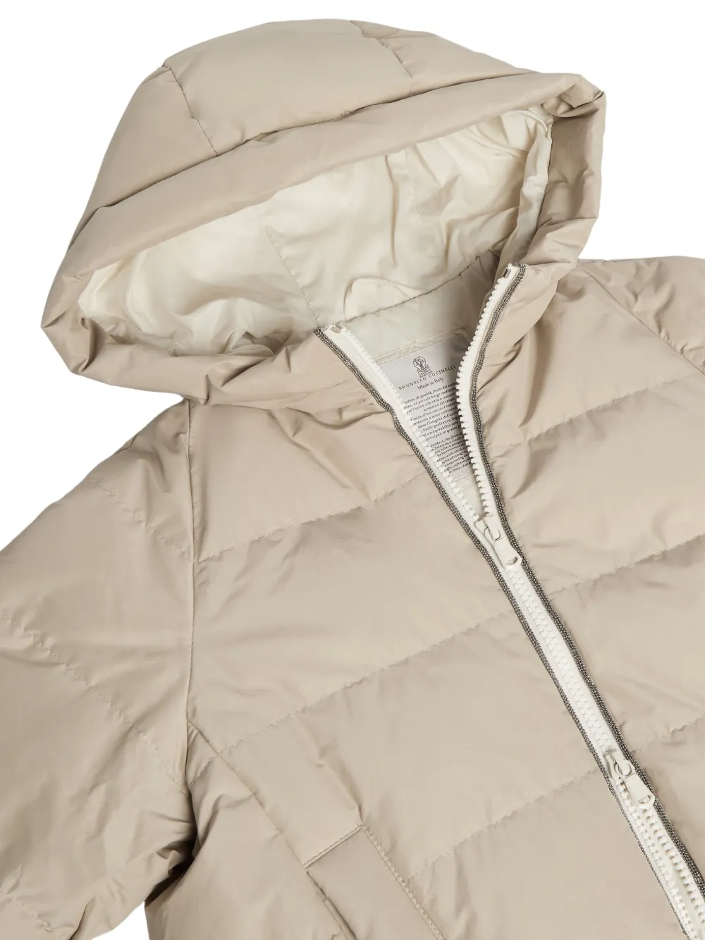 Brunello Cucinelli Kids Monili donsjack met capuchon Beige