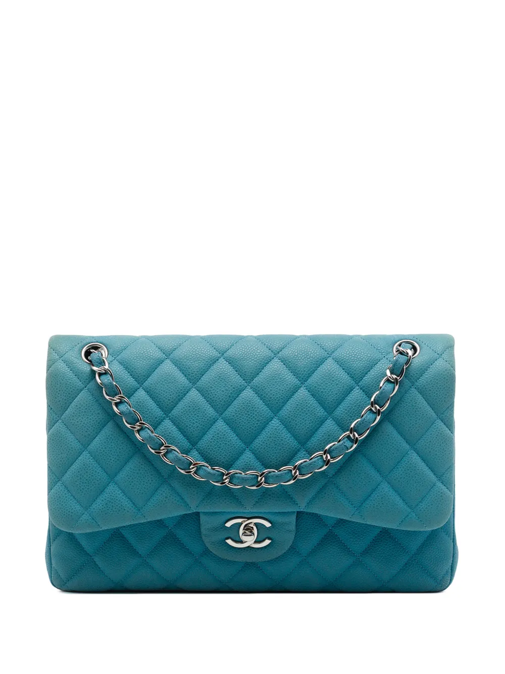 CHANEL Pre-Owned 2013-2014 Jumbo Classic Caviar Double Flap shoulder bag - Blue