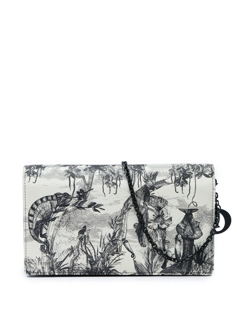 Christian Dior Pre-Owned 2019 Calfskin Toile De Jouy Carnivora Wallet On Chain crossbody bag - Weiß