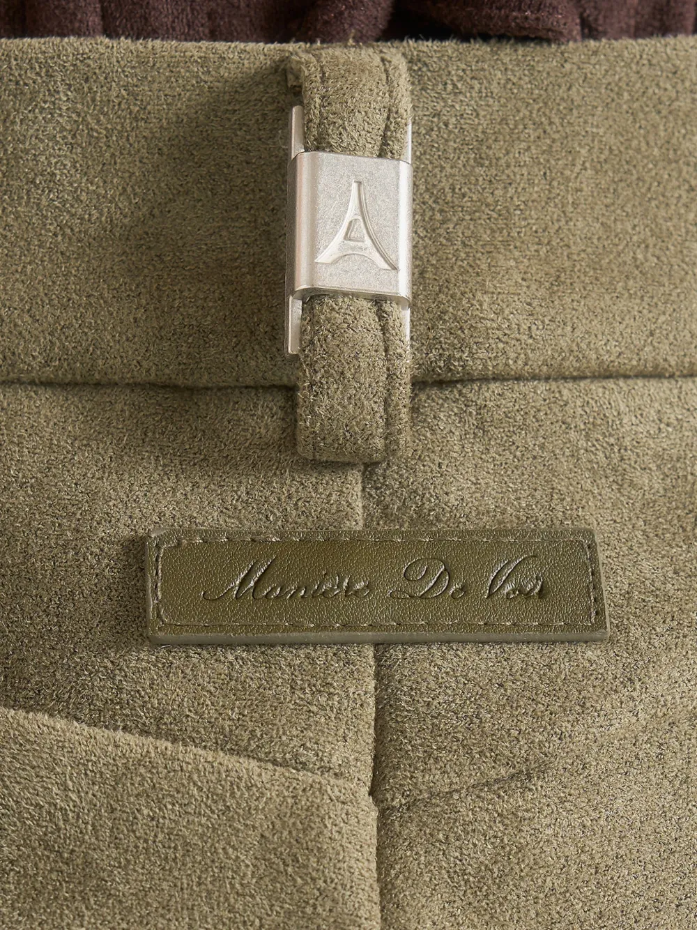Manière De Voir Solene in dark sage suede wide-leg pleated trousers Groen