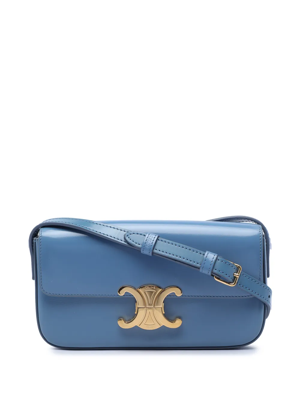 Celine Pre-Owned 2021 Shiny Calfskin Triomphe Claude shoulder bag - Blau