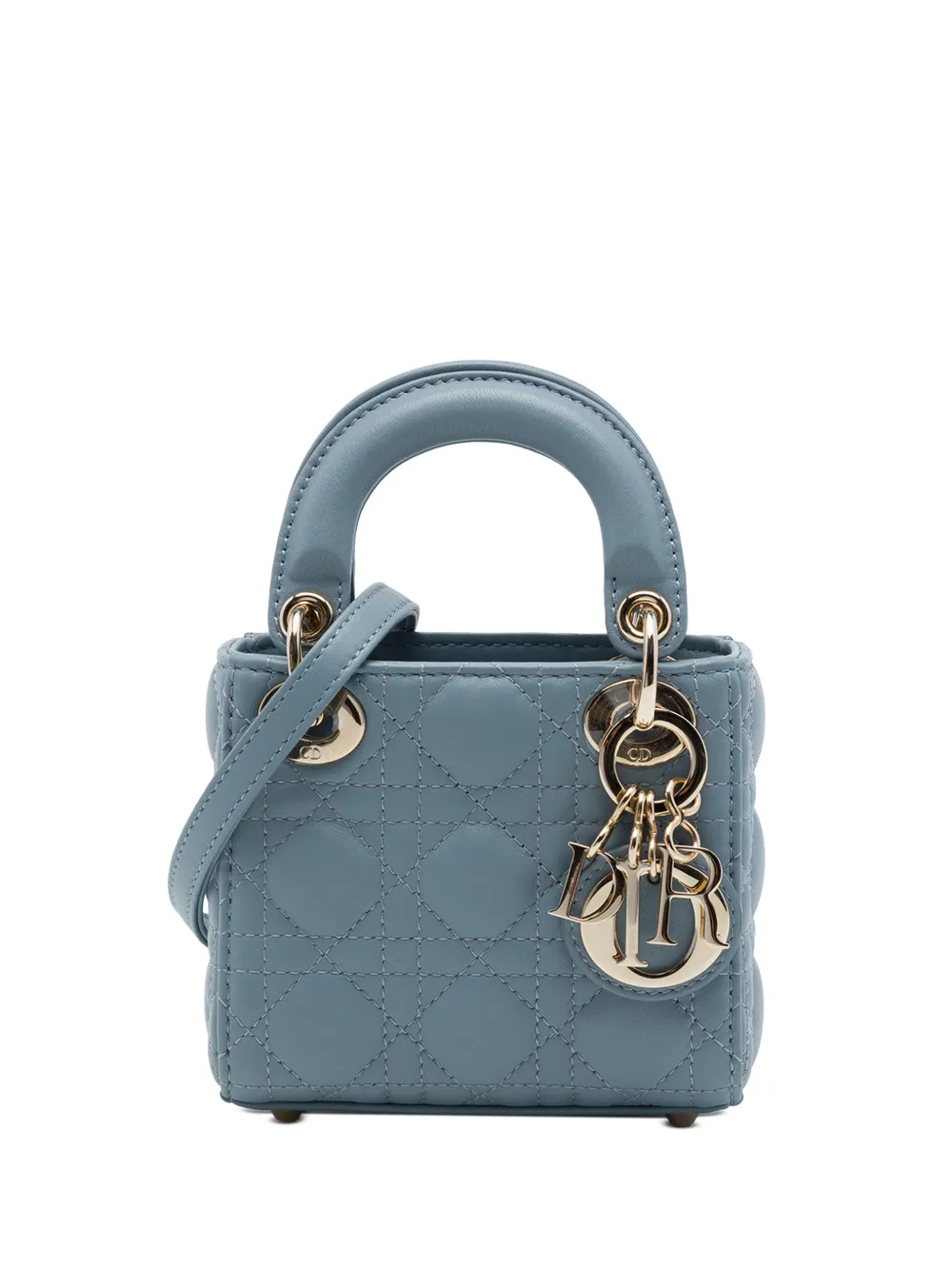 Christian Dior Pre-Owned 2021 Micro Lambskin Cannage Lady Dior satchel - Blau