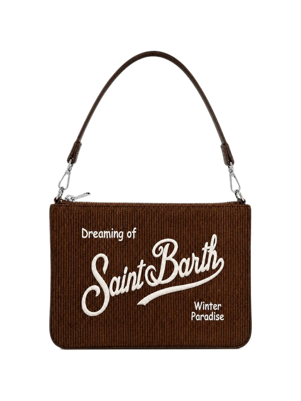 MC2 Saint Barth Parisienne corduroy logo-embroidered shoulder bag Bruin