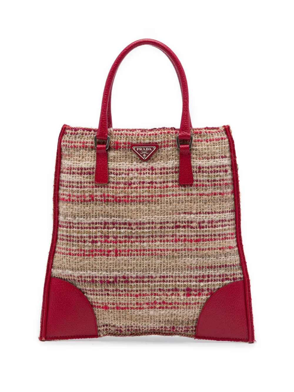 Prada Pre-Owned 2000-2013 Vitello Trimmed Tweed Flat tote bag - Rot