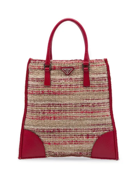 Prada Pre-Owned 2000-2013 Vitello Trimmed Tweed Flat tote bag