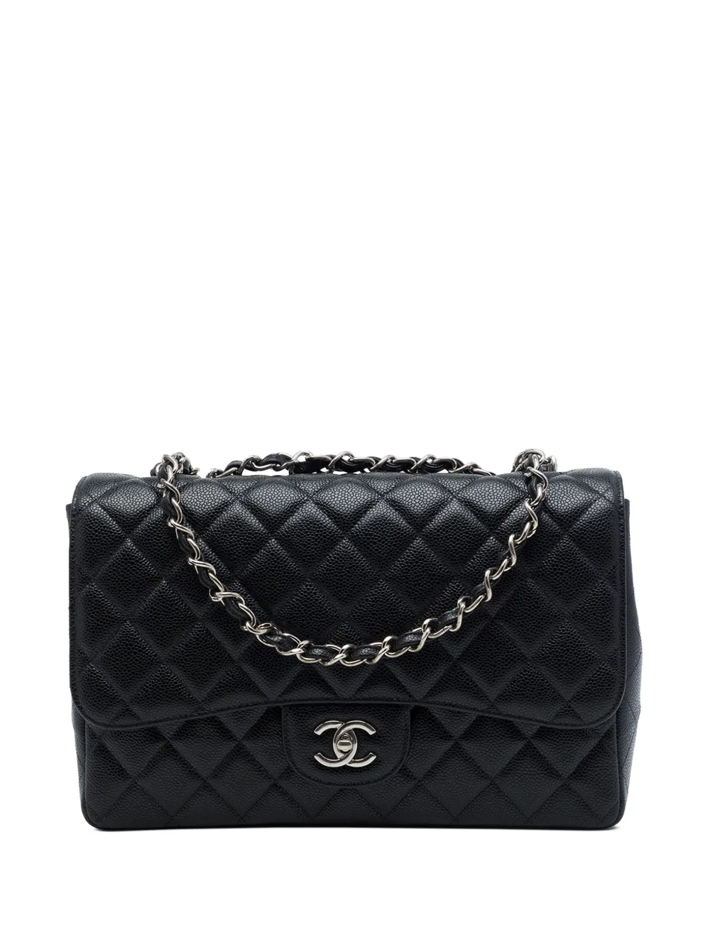 CHANEL Pre-Owned 2009-2010 Jumbo Classic Caviar Single Flap shoulder bag - Black