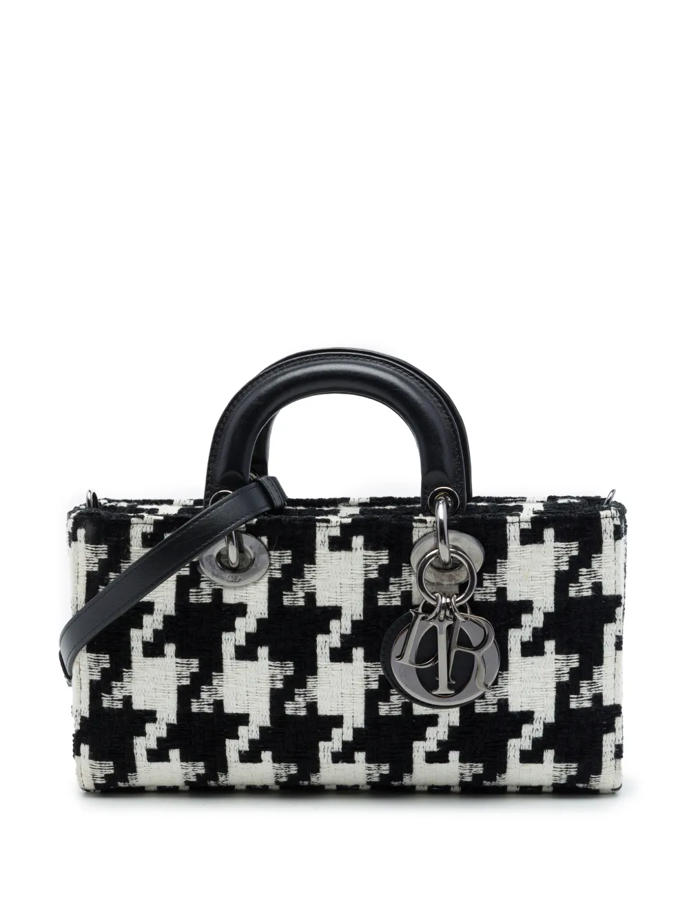 Christian Dior Pre-Owned 2022 Medium Canvas Macro Houndstooth Lady D Joy satchel - Schwarz