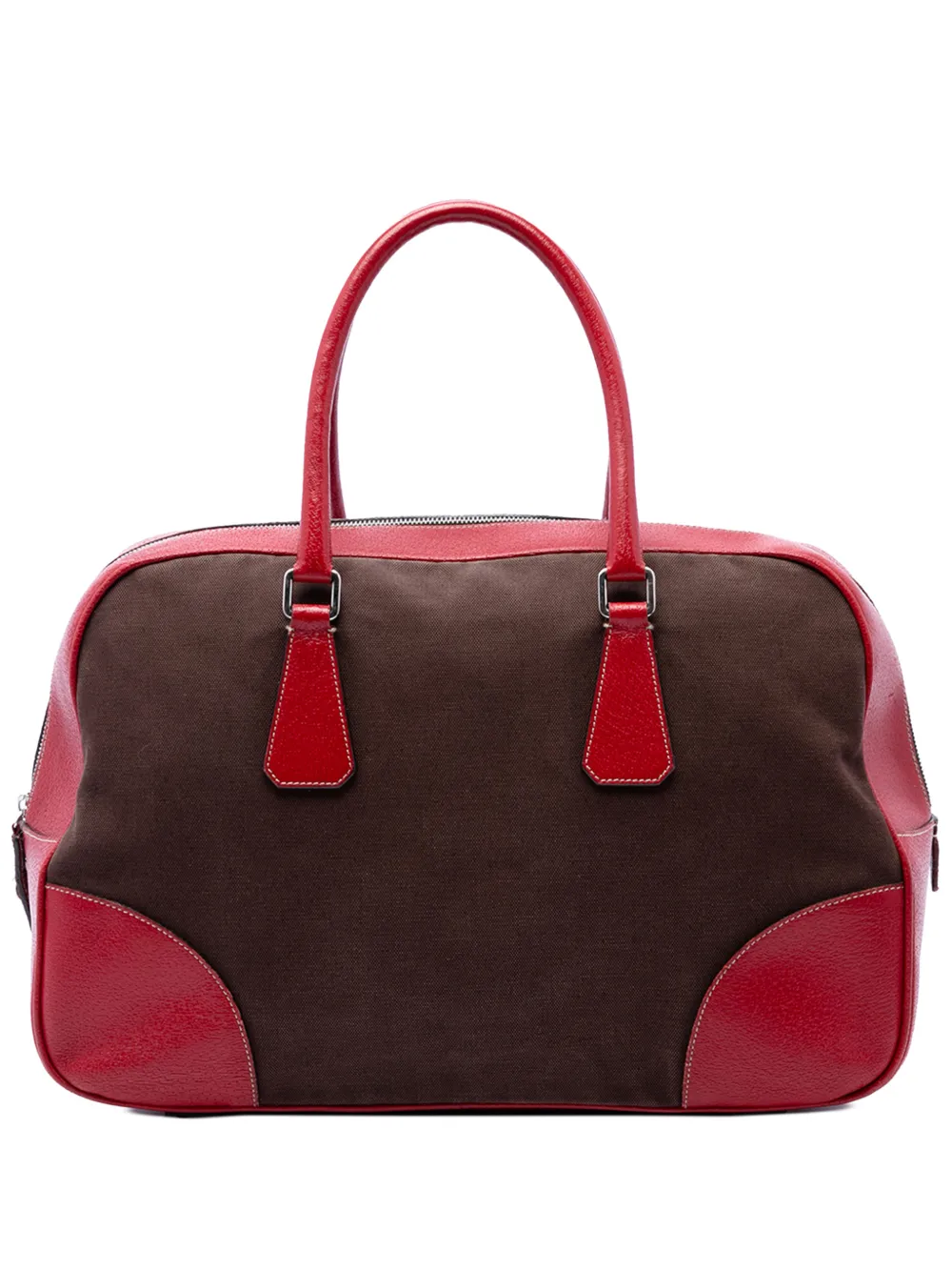 Prada Pre-Owned 2000-2013 Cinghiale Trimmed Canvas Canapa Bauletto Bag handbag - Marrone