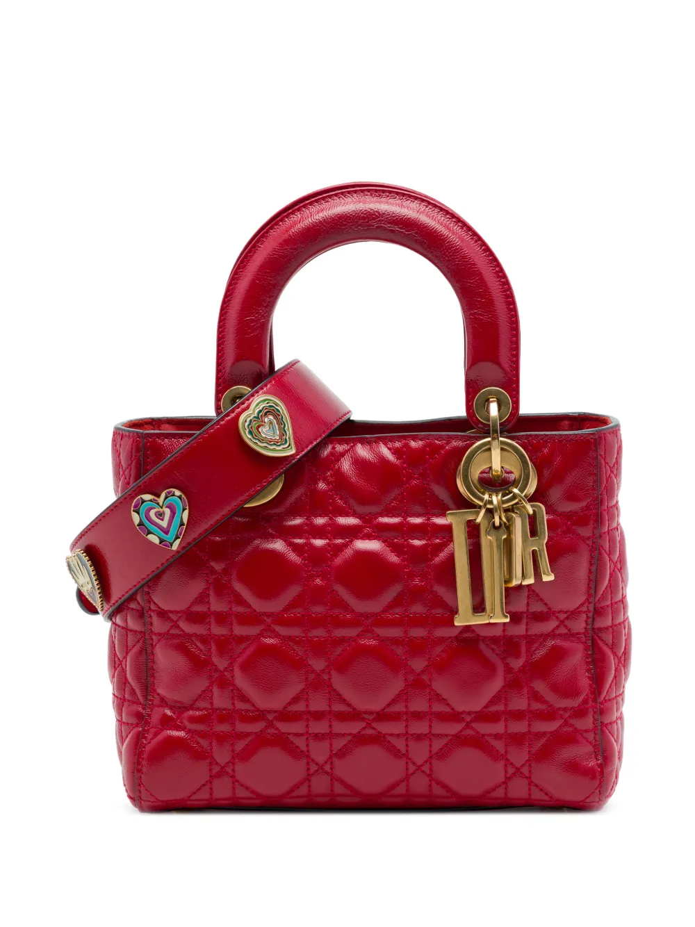 Christian Dior Pre-Owned 2018 Small Crinkled Patent Cannage My ABCDior Lady Dior satchel - Rot