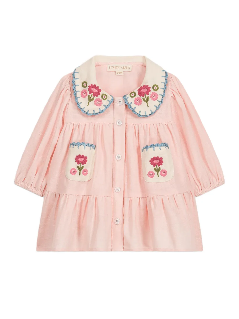 LOUISE MISHA KIDS Ysee embroidered-collar midi dress Roze