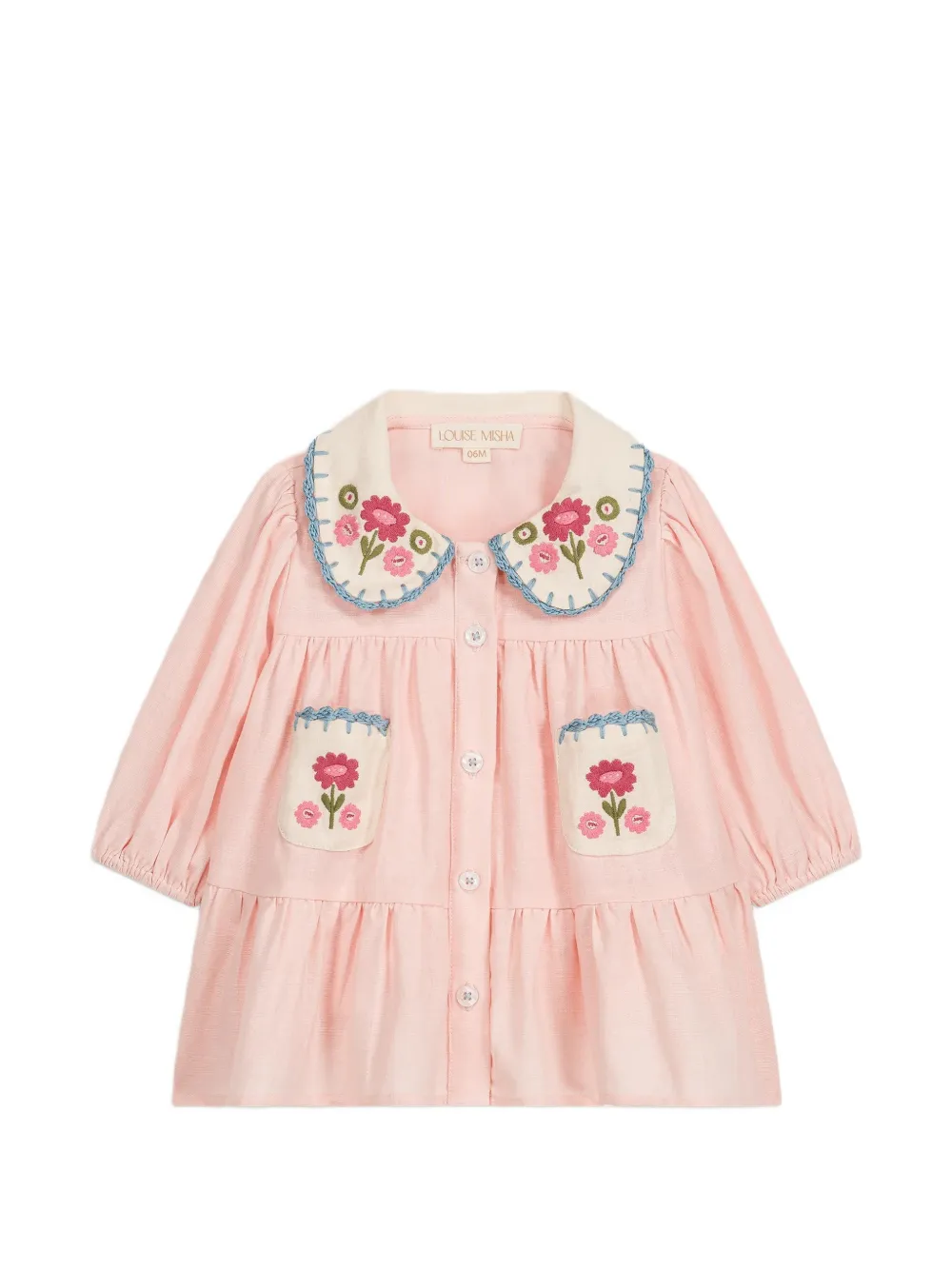 LOUISE MISHA KIDS Ysee embroidered-collar midi dress Roze