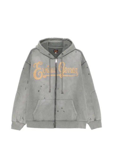 EVISU distressed logo-print hoodie