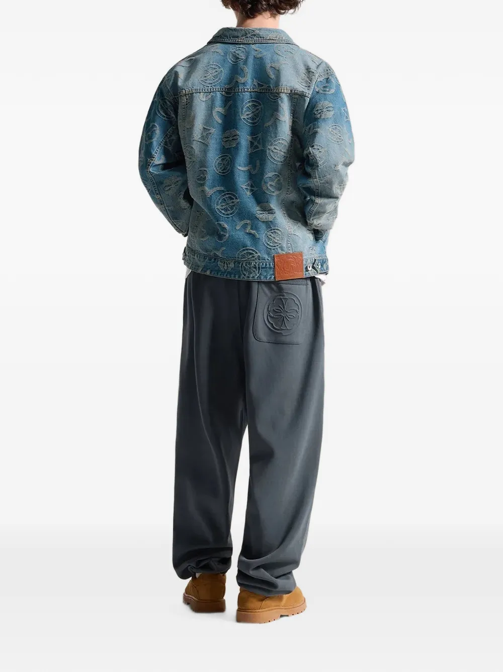 EVISU monogram-jacquard denim jacket Blauw