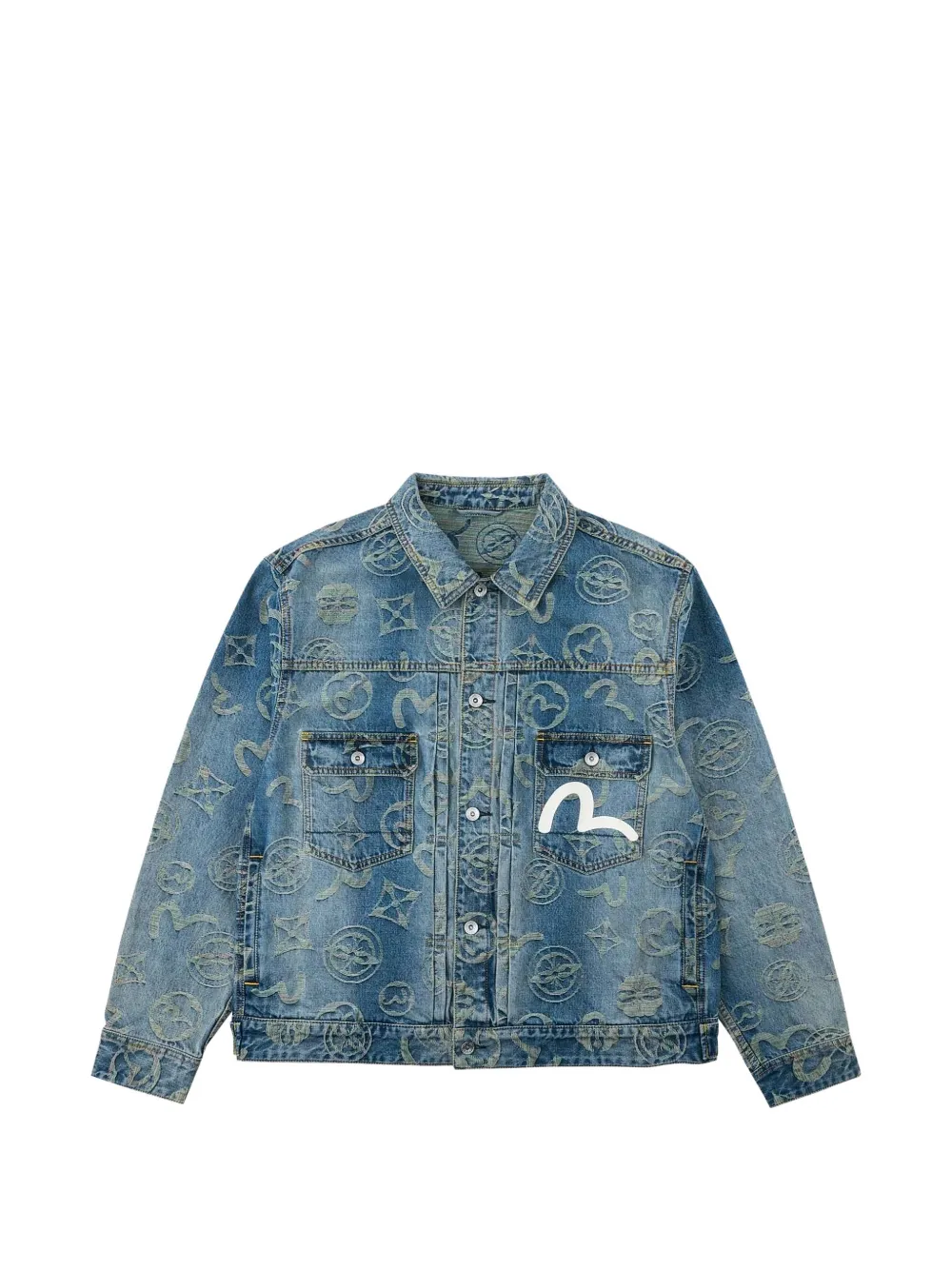 EVISU monogram-jacquard denim jacket - Blu