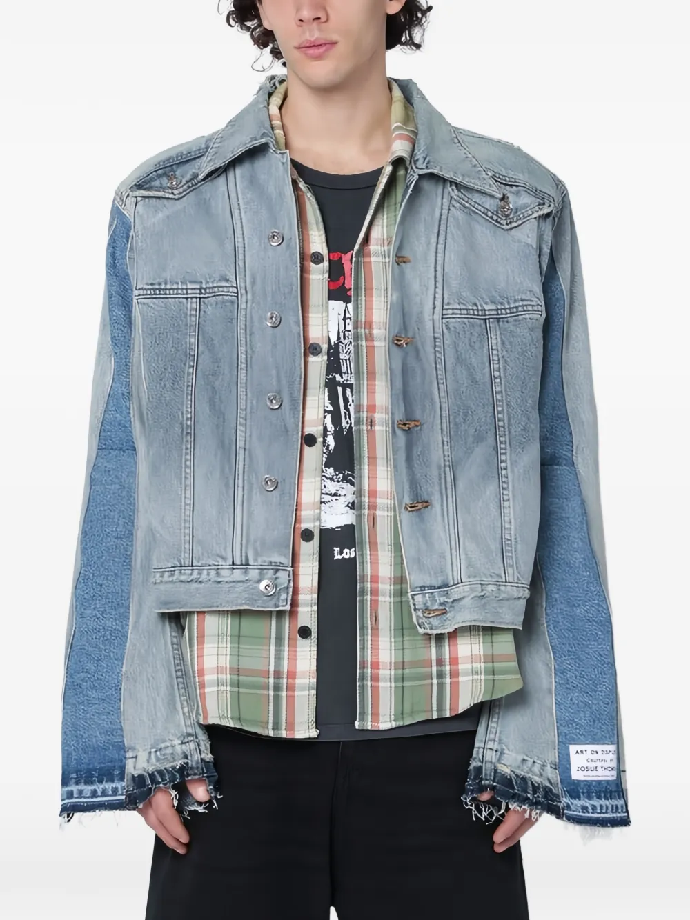 GALLERY DEPT. distressed panelled denim jacket - Bleu