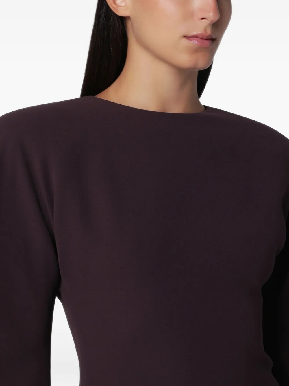 THE ANDAMANE Amanda rounded-shoulder midi dress Rood
