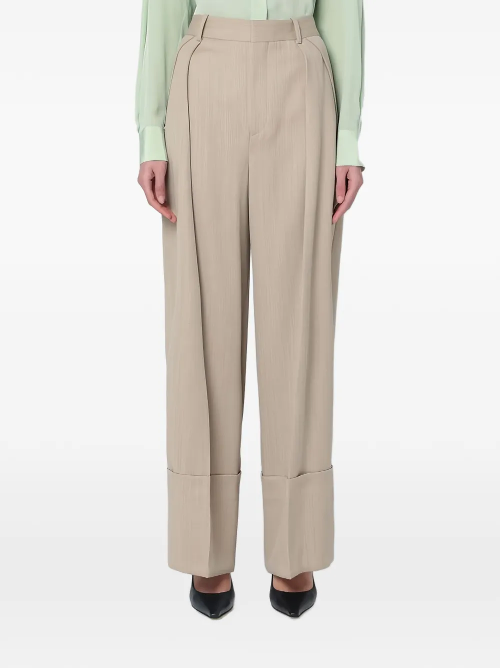 Victoria Beckham pleated wide-leg trousers - Nude
