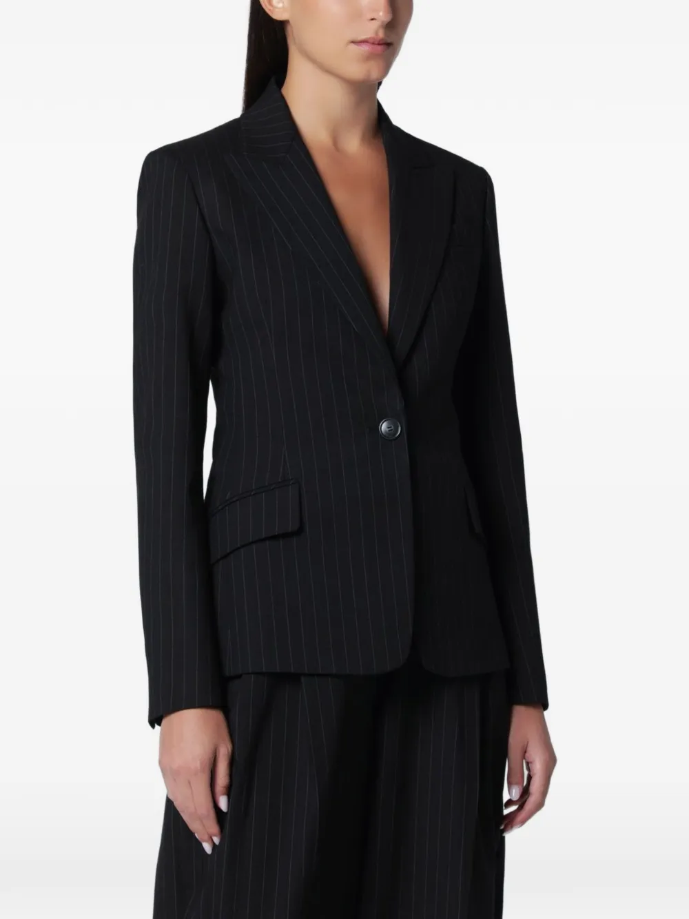 THE ANDAMANE Bianca pinstripe single-breasted blazer - Schwarz