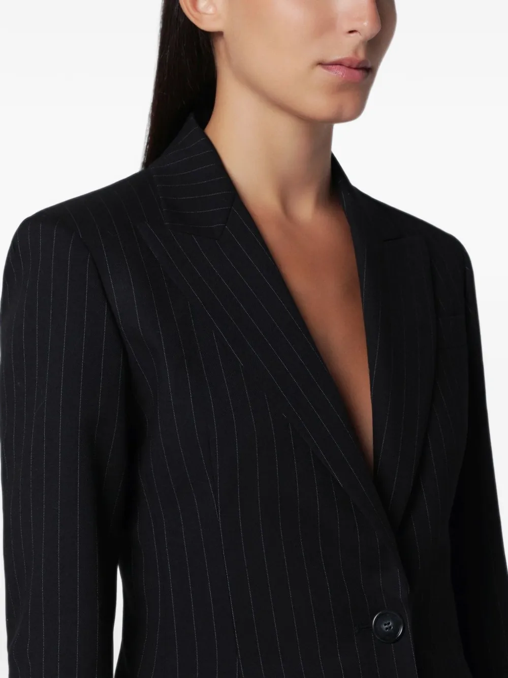 THE ANDAMANE Bianca pinstripe single-breasted blazer Zwart