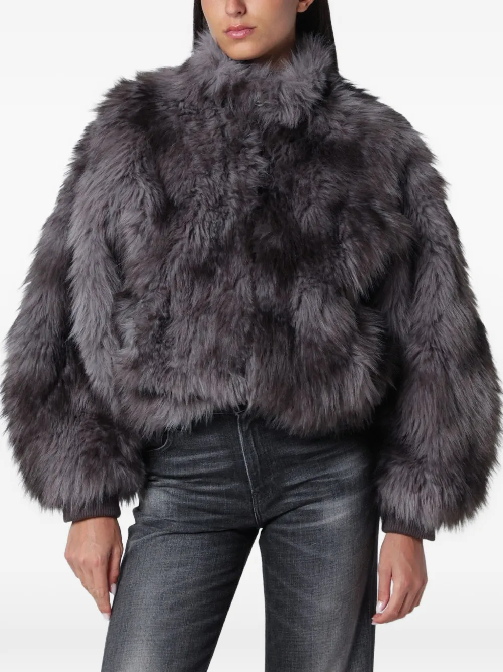 SWD BY S.W.O.R.D. cropped faux-fur jacket - Grau